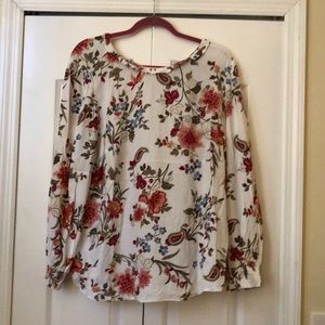 Loft Ruffle neck tie back blouse